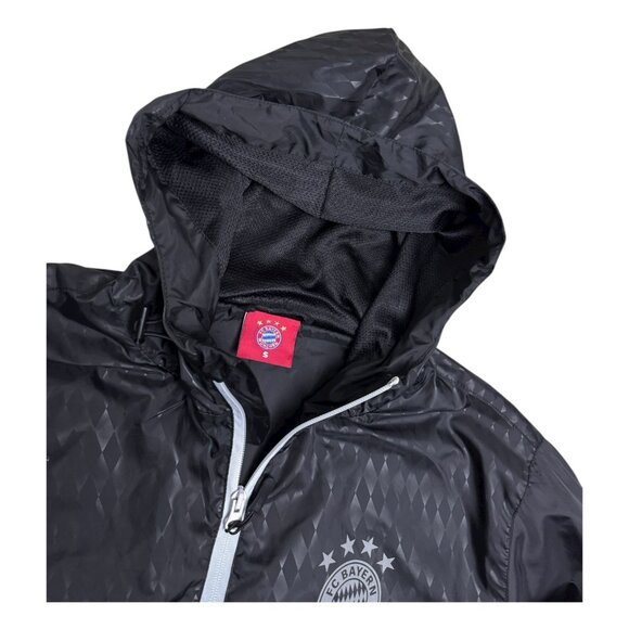 BAYERN MUNICH FC Soccer Football Black Windbreaker Light Jacket Mens Small - Picture 3 of 6